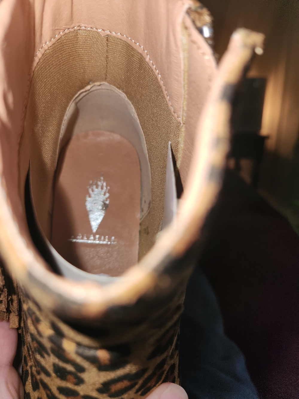 Volatile Leopard-Print Ankle Boots in Tan and Black with Tassel - Picture 5 of 5